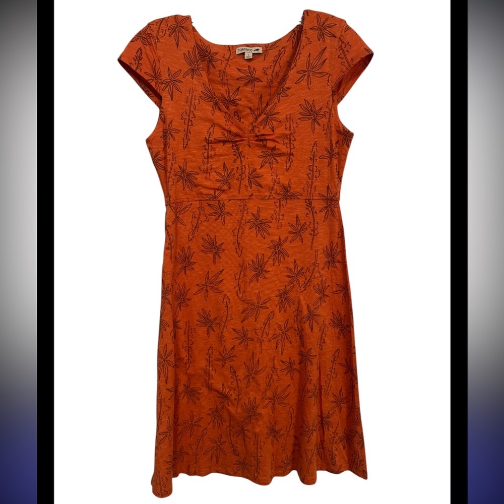 Toad&Co Rust Orange Floral Cap-Sleeve Dress
